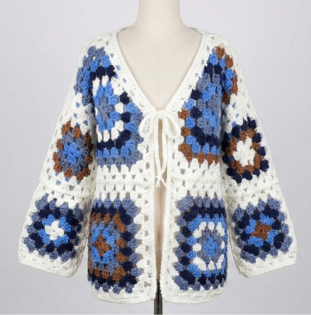 Gilet en laine : Granny squares ( over size) 100 % acrylique